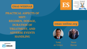 Practical Aspects of MHT: Regimen, dosage, duration of treatment, and adverse events handling (ES)